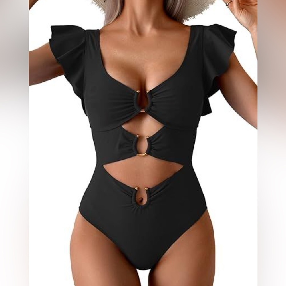 Chic Black Cutout One Piece Swimsuit